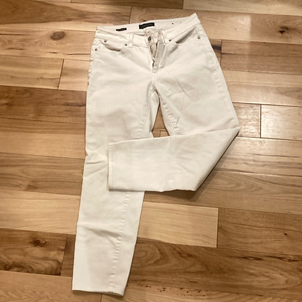 Talbot’s boyfriend Jean in white-size 6. Not see through at all! Lower rise.